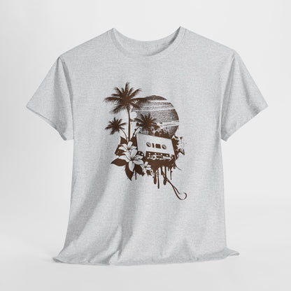Retro zachód słońca pod palmami - Vintage Beach Vibes