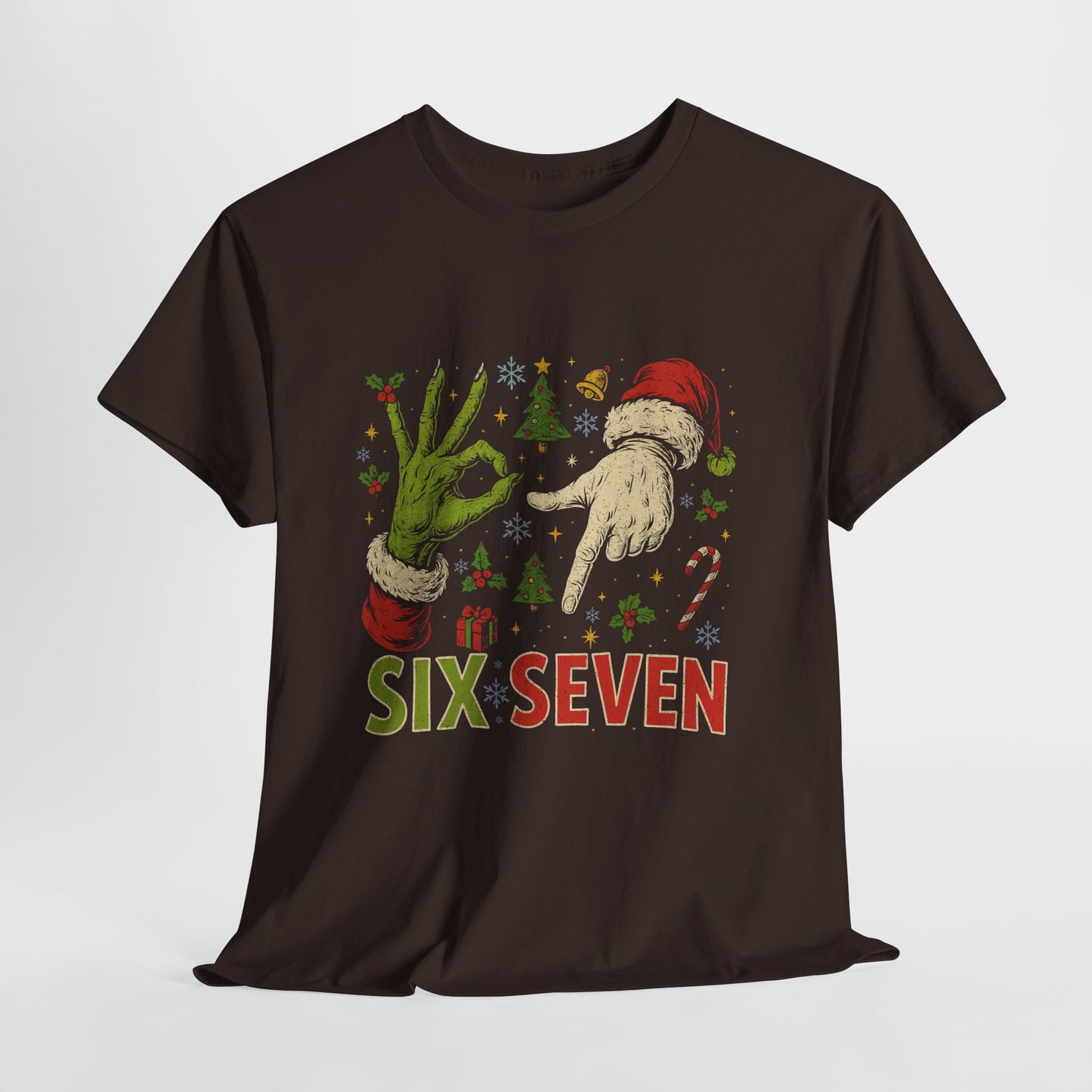 67 Christmas Shirt - Funny Six Seven Meme Tee, Grinch Style Hand Sign Holiday T-Shirt, Naughty Xmas Humor Gift for Men & Women