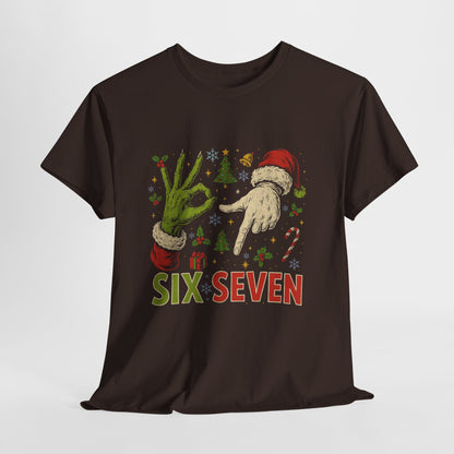67 Christmas Shirt - Funny Six Seven Meme Tee, Grinch Style Hand Sign Holiday T-Shirt, Naughty Xmas Humor Gift for Men & Women