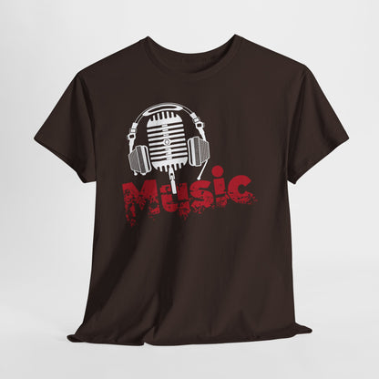 Music - koszulka z mikrofonem i słuchawkami retro