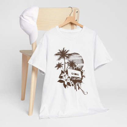 Retro zachód słońca pod palmami - Vintage Beach Vibes