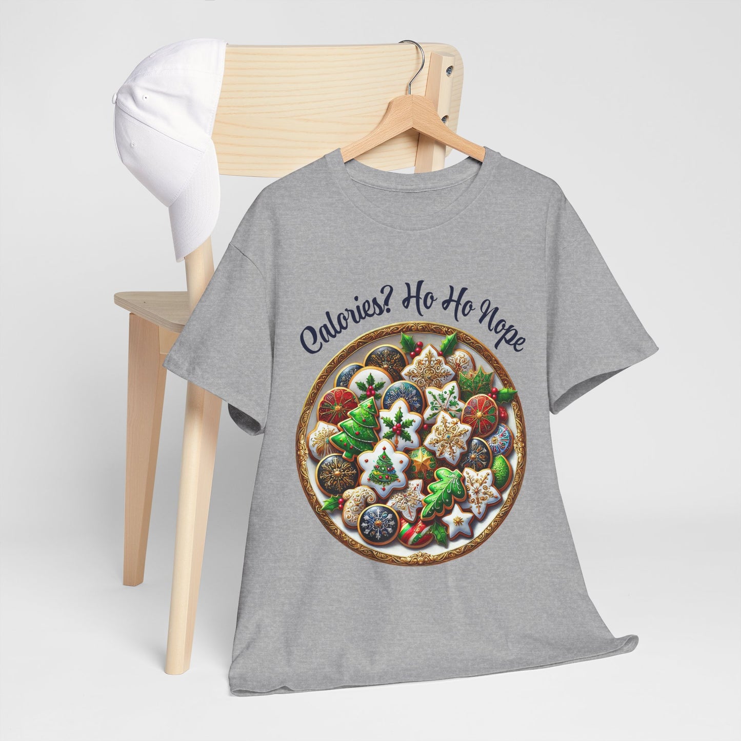 Calories? Ho Ho Nope Shirt - Funny Christmas Cookie Plate Tee, Holiday Baking Graphic T-Shirt, Festive Foodie Gift for Men & Women