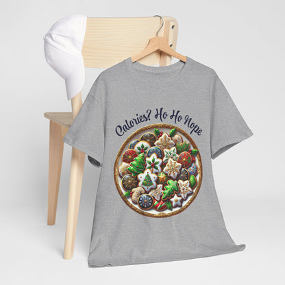 Calories? Ho Ho Nope Shirt - Funny Christmas Cookie Plate Tee, Holiday Baking Graphic T-Shirt, Festive Foodie Gift for Men & Women