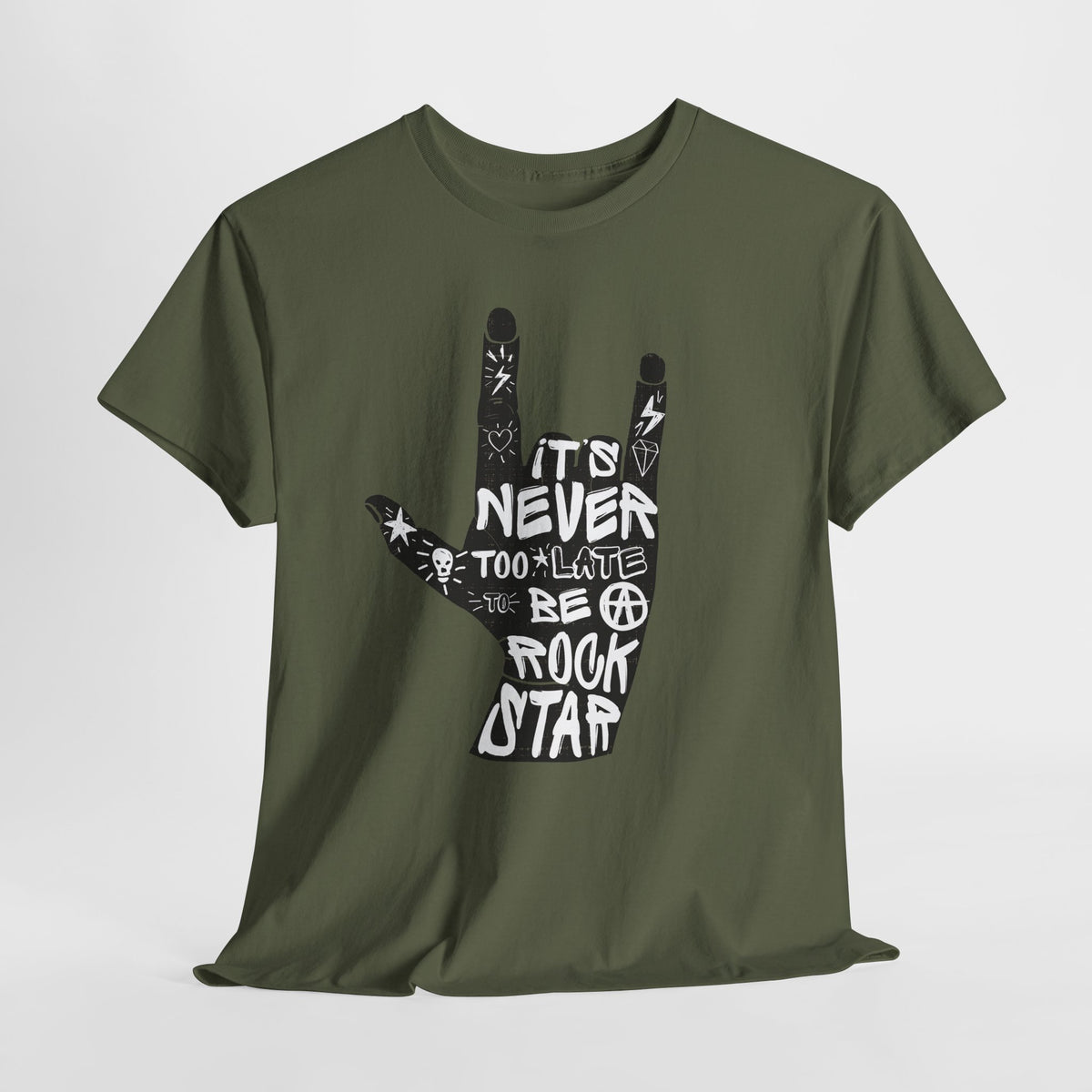 It’s Never Too Late to Be a Rock Star - rockowy napis