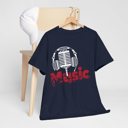 Music - koszulka z mikrofonem i słuchawkami retro