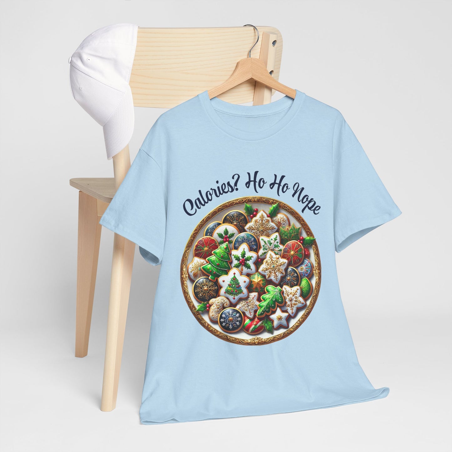 Calories? Ho Ho Nope Shirt - Funny Christmas Cookie Plate Tee, Holiday Baking Graphic T-Shirt, Festive Foodie Gift for Men & Women