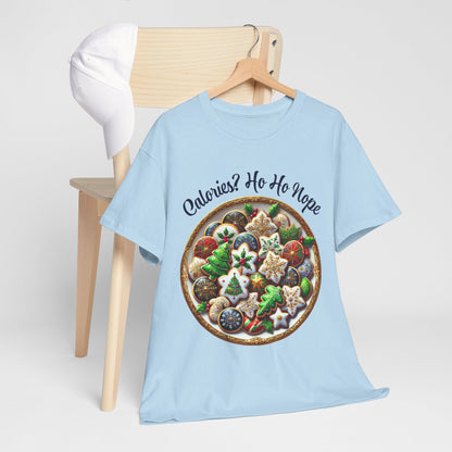 Calories? Ho Ho Nope Shirt - Funny Christmas Cookie Plate Tee, Holiday Baking Graphic T-Shirt, Festive Foodie Gift for Men & Women