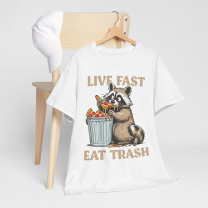 Live Fast Eat Trash - szop pracz z pizzą