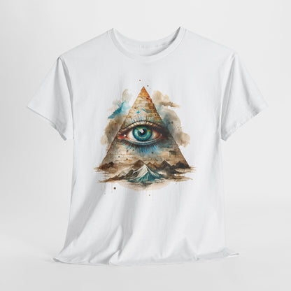 Wszystko widzące oko „Illuminati” – oko w piramidzie w akwarelowym stylu