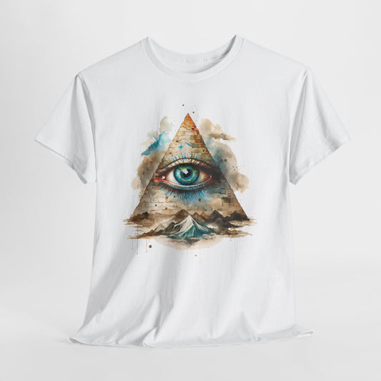 Wszystko widzące oko „Illuminati” – oko w piramidzie w akwarelowym stylu