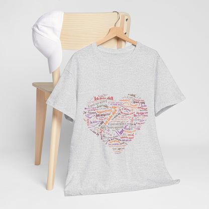 Kocham Cię w wielu językach - serce z napisów