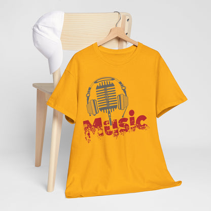 Music - koszulka z mikrofonem i słuchawkami retro