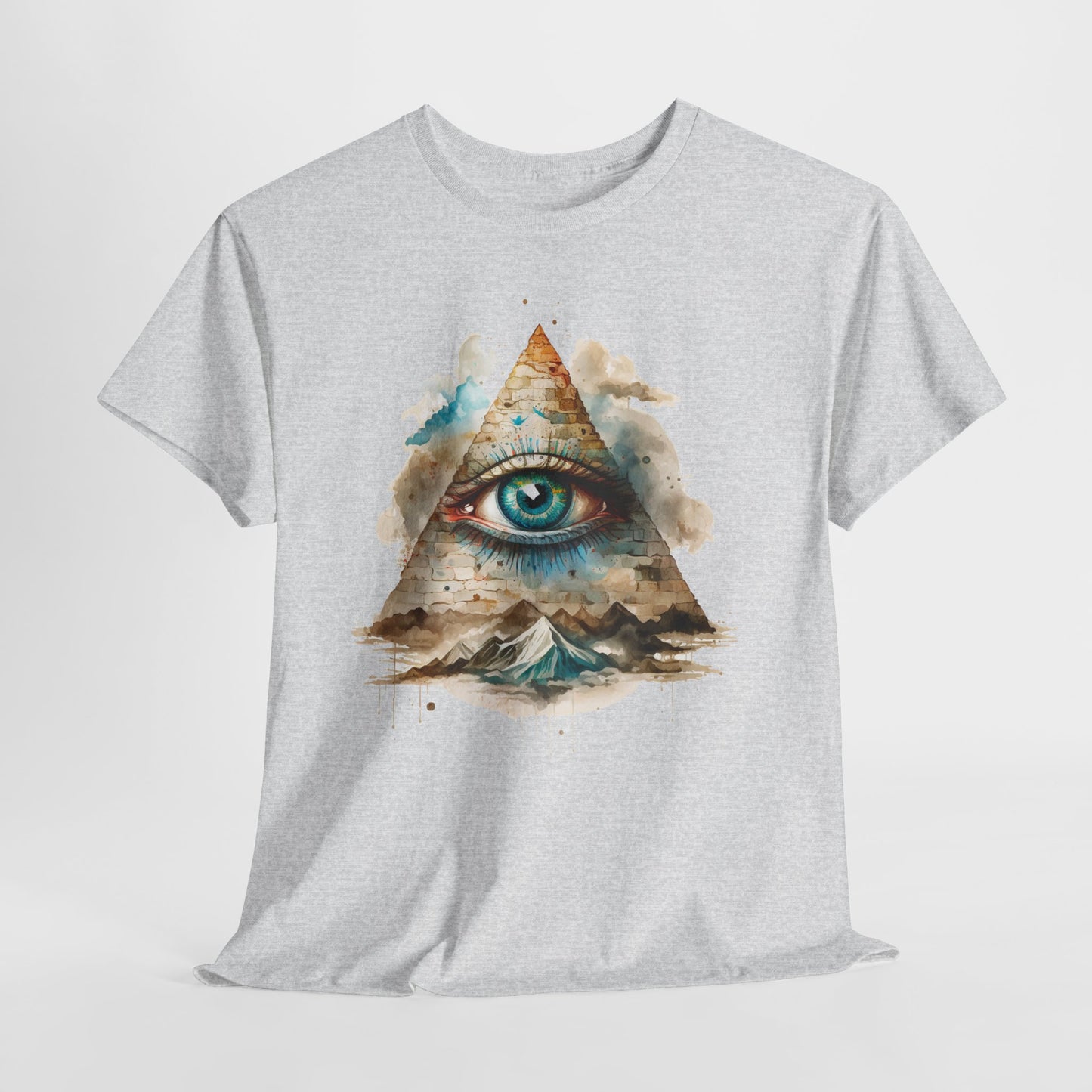 Wszystko widzące oko „Illuminati” – oko w piramidzie w akwarelowym stylu