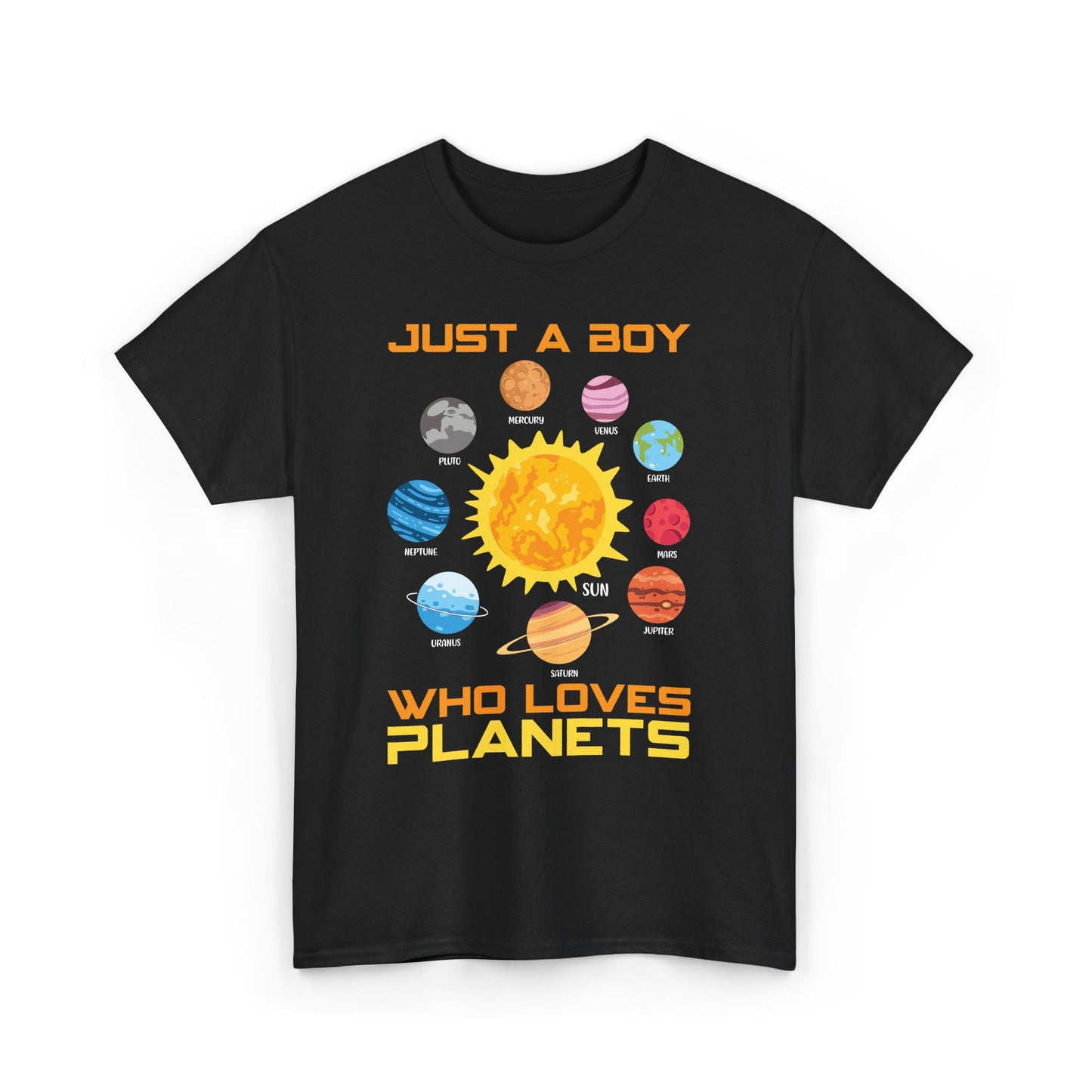 Just A Boy Who Loves Planets Shirt - Cute Solar System Graphic Tee for Space Lovers, Astronomy Kids & Science Fans