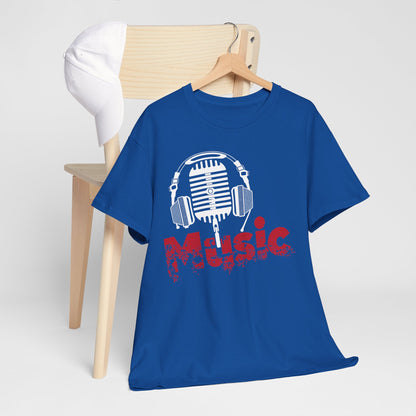 Music - koszulka z mikrofonem i słuchawkami retro