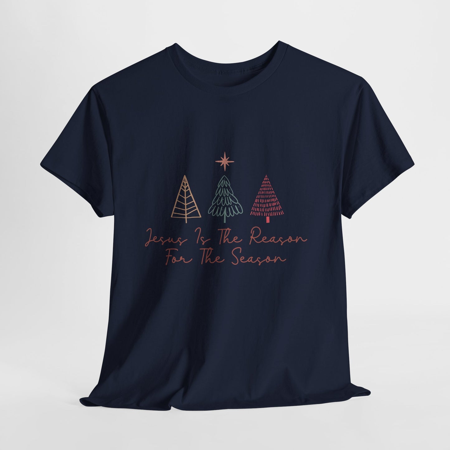 Jesus Is the Reason Shirt - Christian Christmas Tee with Nativity Star & Trees, Faith-Based Holiday T-Shirt, Religious Gift for Men Women