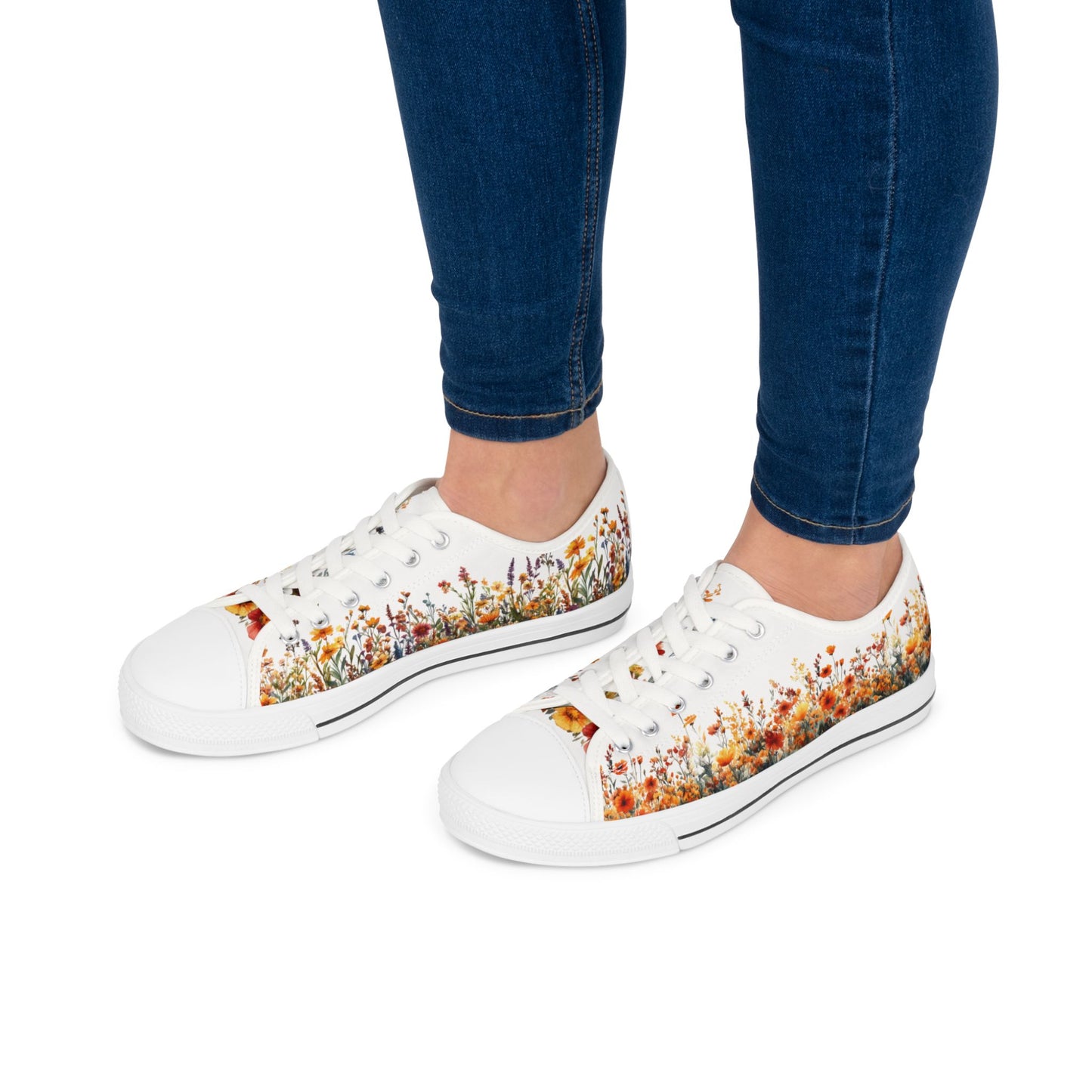 Jesienne kwiaty - damskie niskie trampki