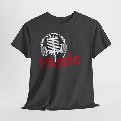 Music - koszulka z mikrofonem i słuchawkami retro