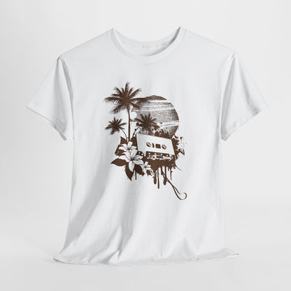 Retro zachód słońca pod palmami - Vintage Beach Vibes