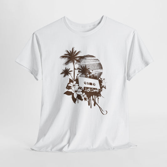 Retro zachód słońca pod palmami - Vintage Beach Vibes