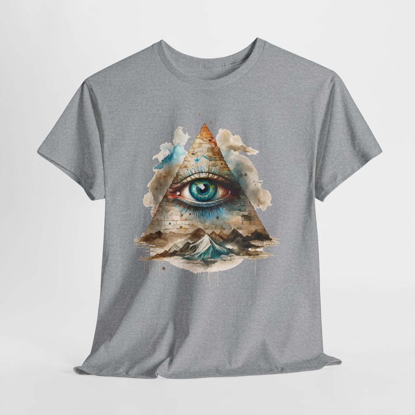 Wszystko widzące oko „Illuminati” – oko w piramidzie w akwarelowym stylu