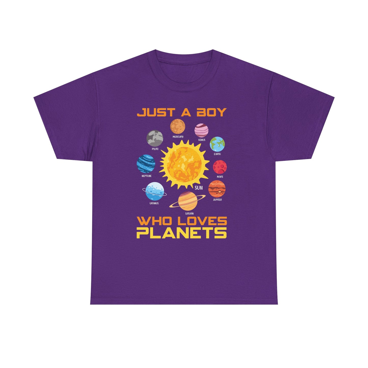 Just A Boy Who Loves Planets Shirt - Cute Solar System Graphic Tee for Space Lovers, Astronomy Kids & Science Fans
