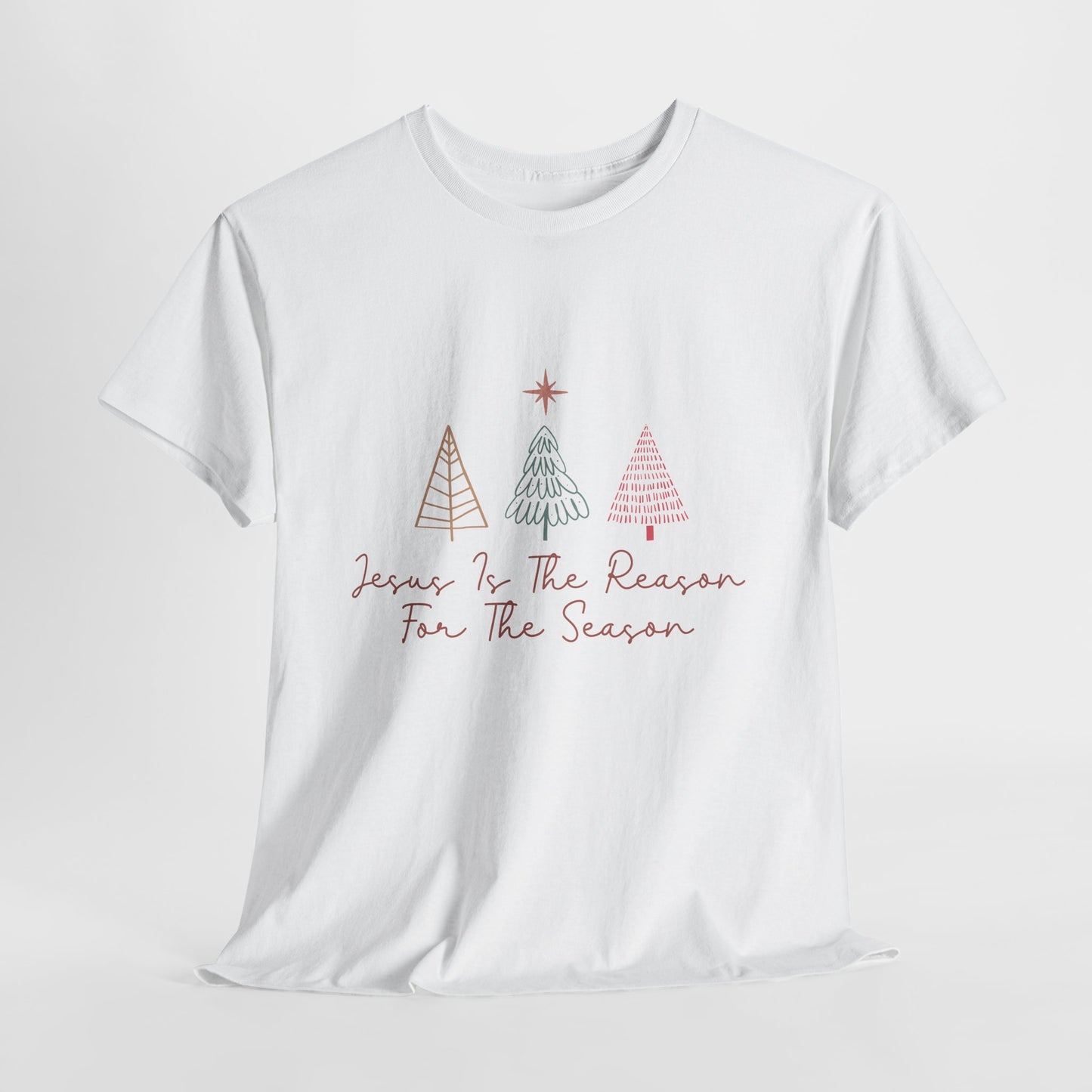 Jesus Is the Reason Shirt - Christian Christmas Tee with Nativity Star & Trees, Faith-Based Holiday T-Shirt, Religious Gift for Men Women