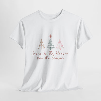 Jesus Is the Reason Shirt - Christian Christmas Tee with Nativity Star & Trees, Faith-Based Holiday T-Shirt, Religious Gift for Men Women