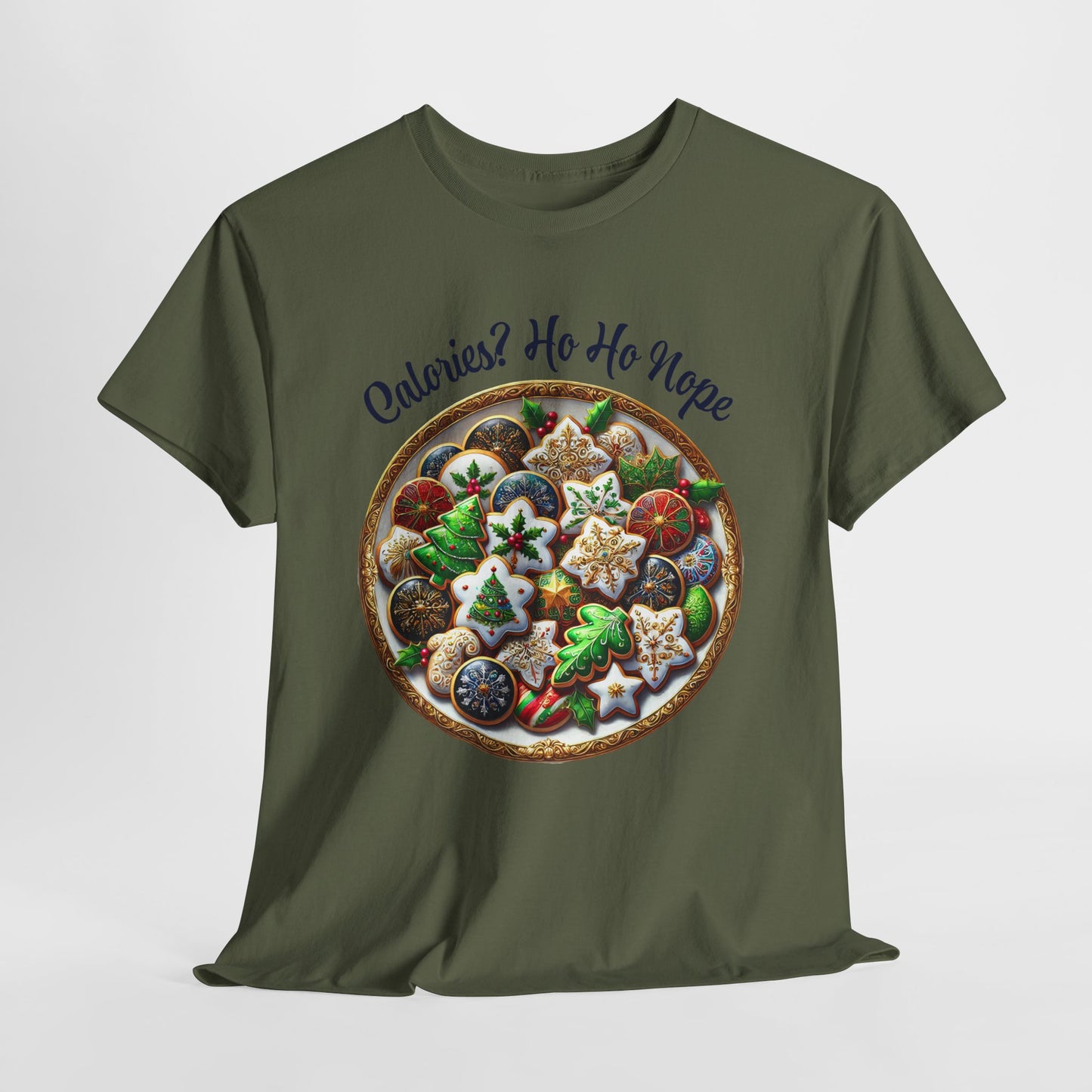 Calories? Ho Ho Nope Shirt - Funny Christmas Cookie Plate Tee, Holiday Baking Graphic T-Shirt, Festive Foodie Gift for Men & Women