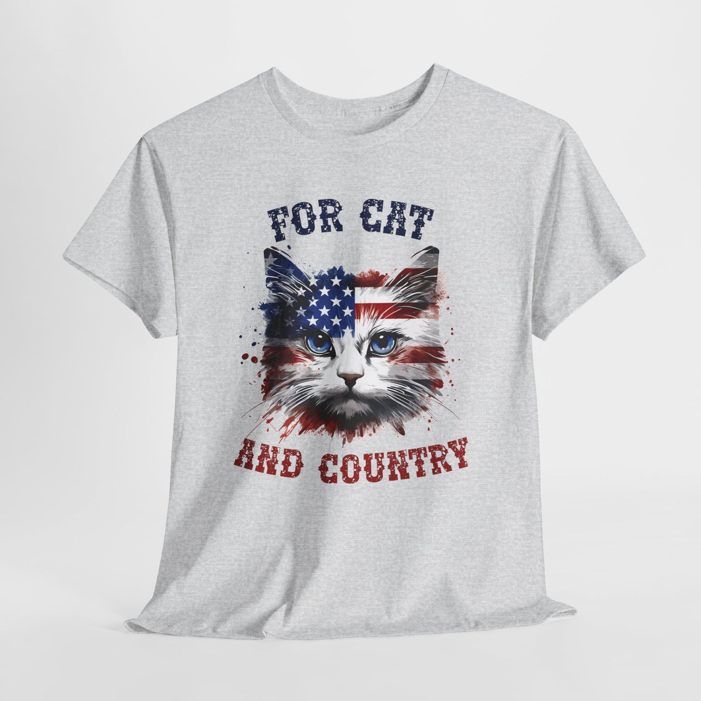 For Cat and Country - patriotyczny kot z amerykańską flagą