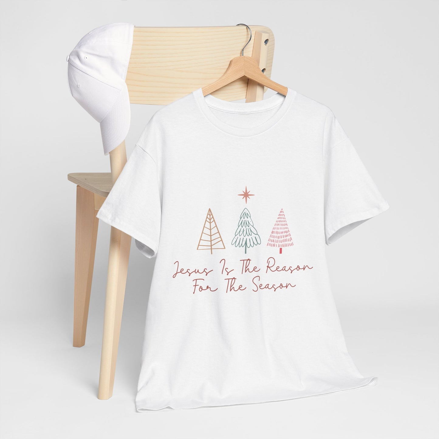 Jesus Is the Reason Shirt - Christian Christmas Tee with Nativity Star & Trees, Faith-Based Holiday T-Shirt, Religious Gift for Men Women