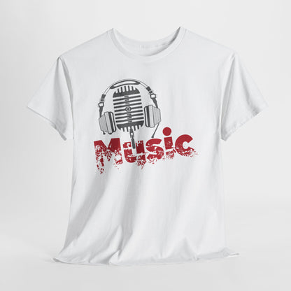 Music - koszulka z mikrofonem i słuchawkami retro