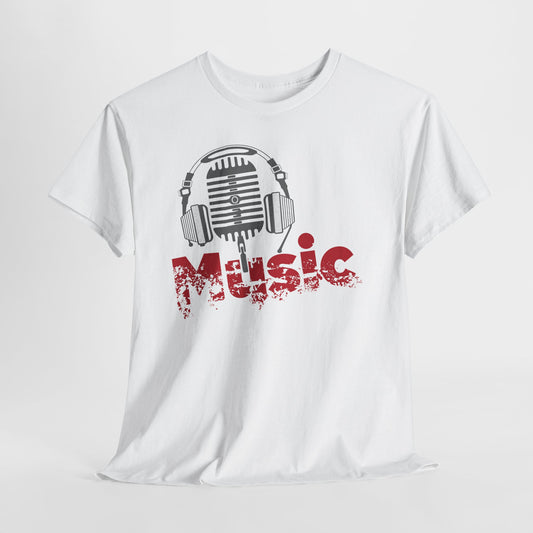 Music - koszulka z mikrofonem i słuchawkami retro