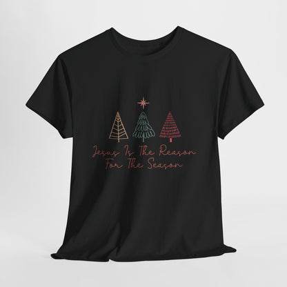 Jesus Is the Reason Shirt - Christian Christmas Tee with Nativity Star & Trees, Faith-Based Holiday T-Shirt, Religious Gift for Men Women