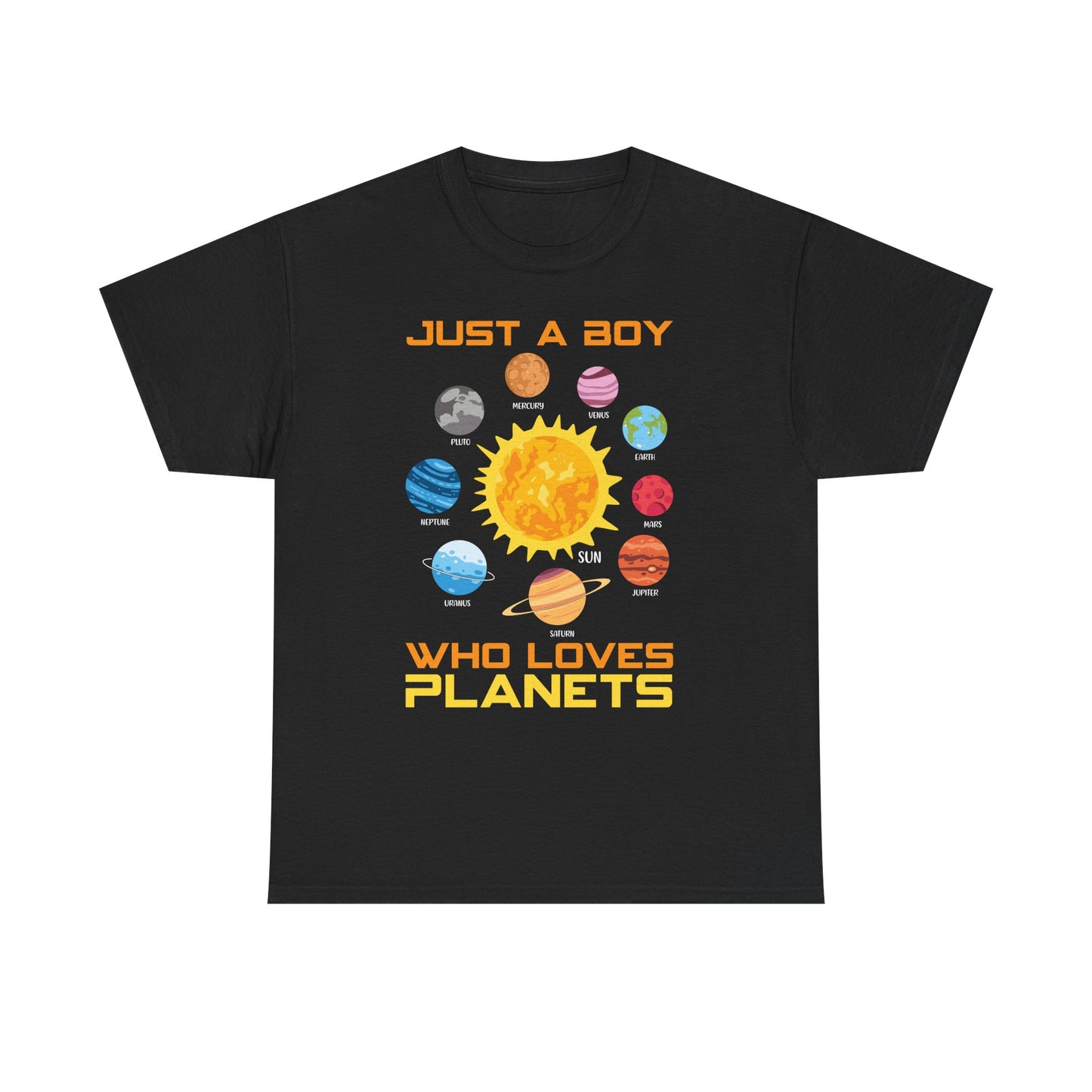 Just A Boy Who Loves Planets Shirt - Cute Solar System Graphic Tee for Space Lovers, Astronomy Kids & Science Fans