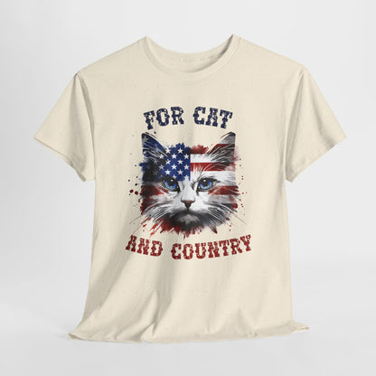 For Cat and Country - patriotyczny kot z amerykańską flagą
