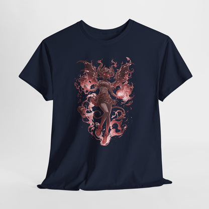 Różowy Demon - anime girl w płomieniach