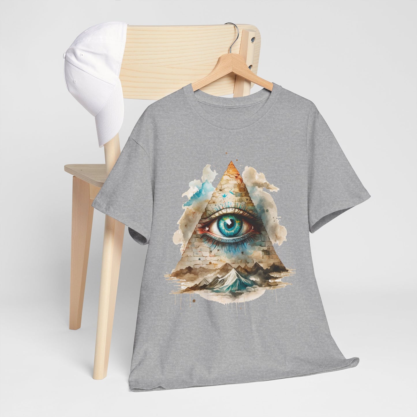 Wszystko widzące oko „Illuminati” – oko w piramidzie w akwarelowym stylu