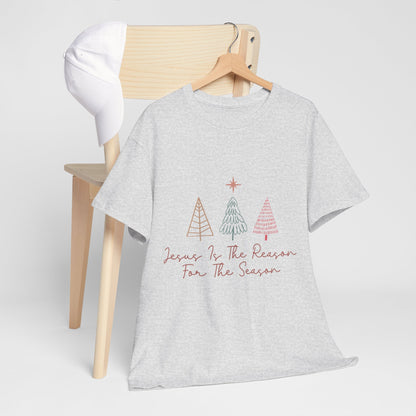 Jesus Is the Reason Shirt - Christian Christmas Tee with Nativity Star & Trees, Faith-Based Holiday T-Shirt, Religious Gift for Men Women