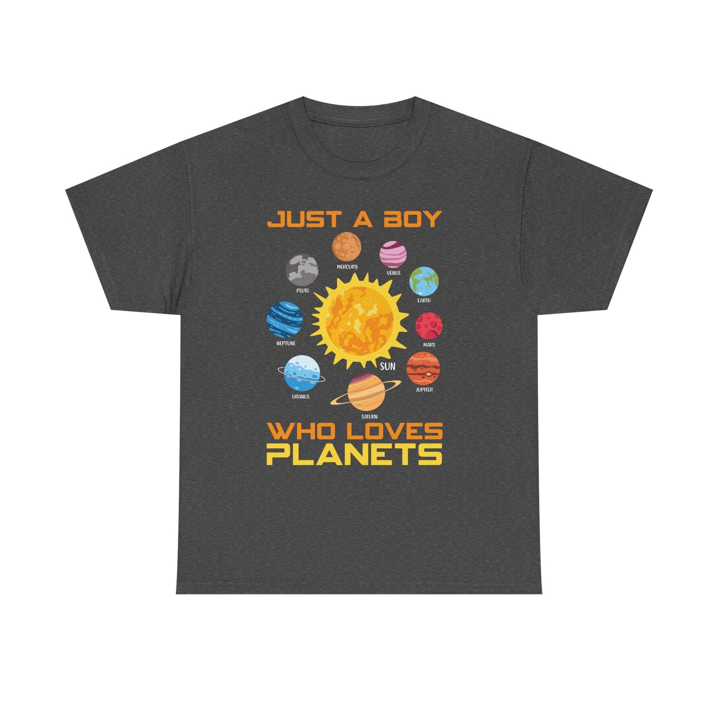 Just A Boy Who Loves Planets Shirt - Cute Solar System Graphic Tee for Space Lovers, Astronomy Kids & Science Fans