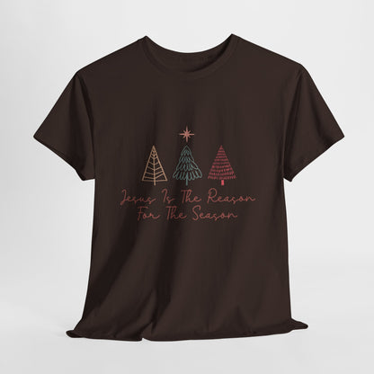 Jesus Is the Reason Shirt - Christian Christmas Tee with Nativity Star & Trees, Faith-Based Holiday T-Shirt, Religious Gift for Men Women