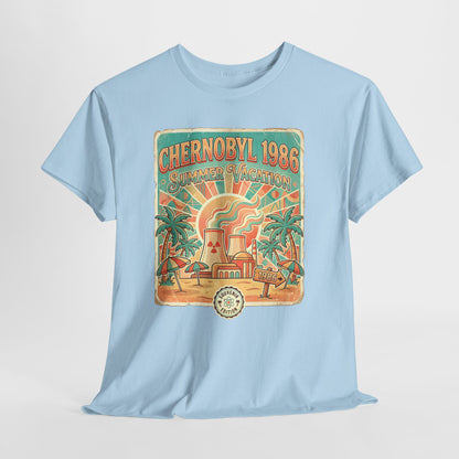 Chernobyl 1986 Summer Vacation - retro plakat z czarnym humorem