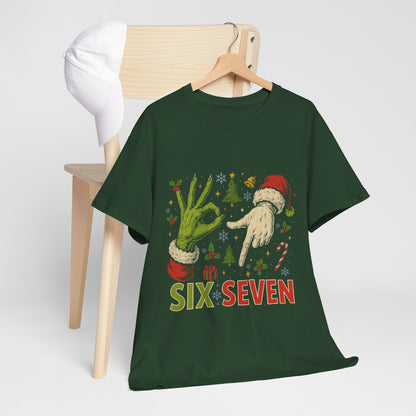 67 Christmas Shirt - Funny Six Seven Meme Tee, Grinch Style Hand Sign Holiday T-Shirt, Naughty Xmas Humor Gift for Men & Women