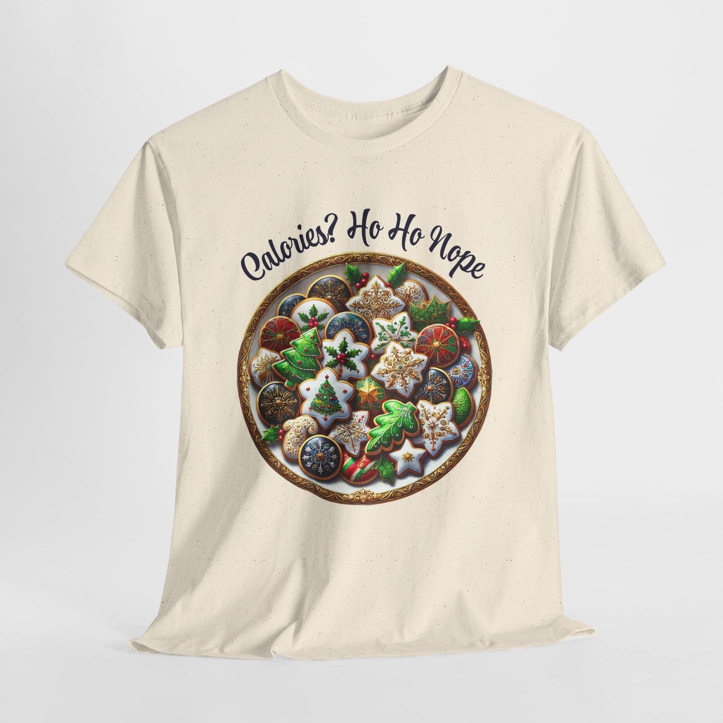 Calories? Ho Ho Nope Shirt - Funny Christmas Cookie Plate Tee, Holiday Baking Graphic T-Shirt, Festive Foodie Gift for Men & Women