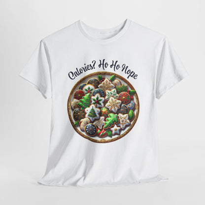 Calories? Ho Ho Nope Shirt - Funny Christmas Cookie Plate Tee, Holiday Baking Graphic T-Shirt, Festive Foodie Gift for Men & Women
