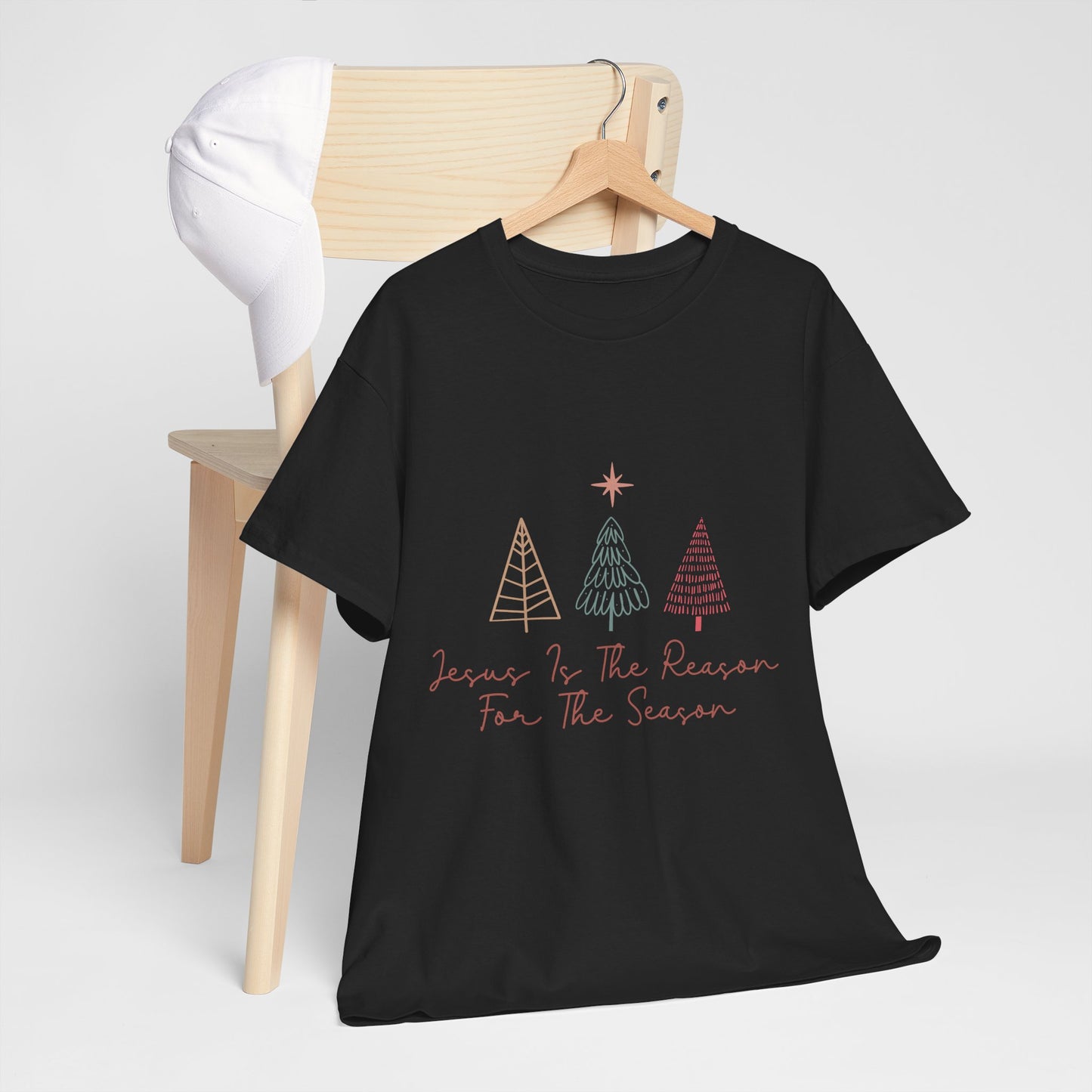 Jesus Is the Reason Shirt - Christian Christmas Tee with Nativity Star & Trees, Faith-Based Holiday T-Shirt, Religious Gift for Men Women