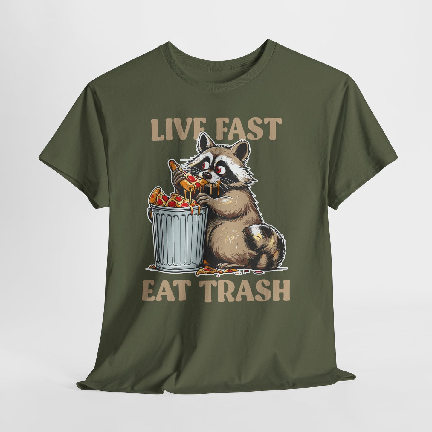 Live Fast Eat Trash - szop pracz z pizzą