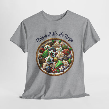 Calories? Ho Ho Nope Shirt - Funny Christmas Cookie Plate Tee, Holiday Baking Graphic T-Shirt, Festive Foodie Gift for Men & Women