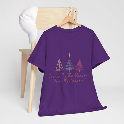 Jesus Is the Reason Shirt - Christian Christmas Tee with Nativity Star & Trees, Faith-Based Holiday T-Shirt, Religious Gift for Men Women