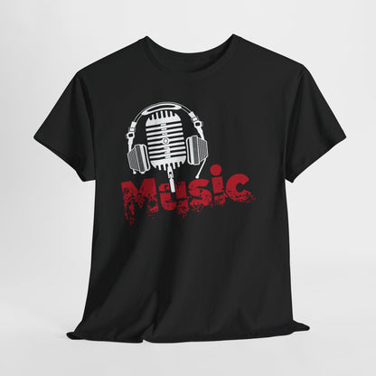 Music - koszulka z mikrofonem i słuchawkami retro